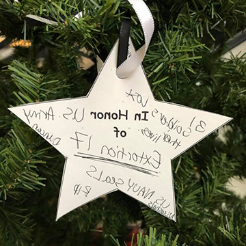 Stars on Honor Tree in honor of deceased veterans in the Army and Navy